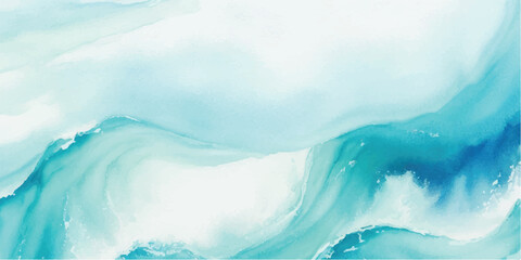 Fototapeta premium Creative Blue Watercolor Sea Wave Pattern with Liquid Motion Style