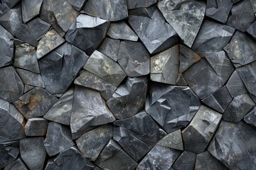 Dark grey stone wall creating a textured background, ideal for architecture and design projects