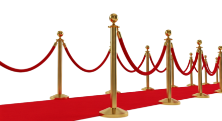Red carpet event entrance isolated on transparent background