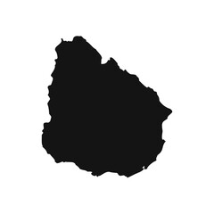 Black and White Uruguay Simple Map