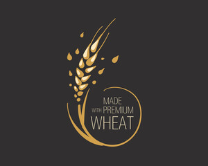 Vector hand-drawn emblem for wheat producers