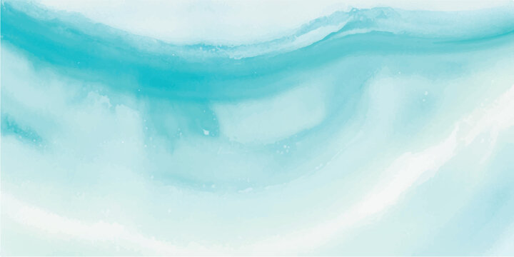 Abstract blue water background featuring a serene summer ocean horizon under a bright sky with soft white clouds and shimmering light textures