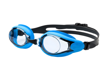 Blue swimming goggles isolated on transparent background