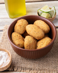 Bolinho de bacalhau or codfish balls, typical portuguese snack