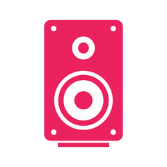 Pink speaker icon with white accents