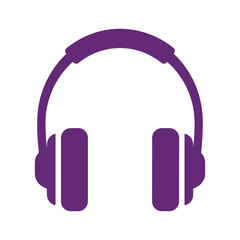 Purple headphones icon on white background