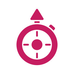 Stopwatch icon in pink color on white background