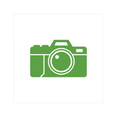 Simple green camera icon on white background