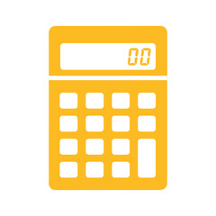 Simple yellow calculator icon with zero display