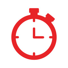 Red stopwatch icon on white background