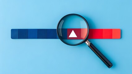 Focus Point of Dual Energy – Magnified Triangle in Red-Blue Gradient Strip, magnifying, triangle, gradient, red, blue, contrast, abstract, energy