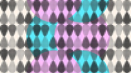 Geometric dotted art with pink and blue background