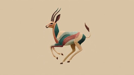 Colorful Stylized Antelope with Dynamic Lines and Patterns