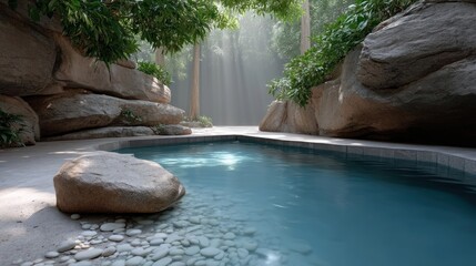 Serene pool nestled amidst rocks and lush greenery