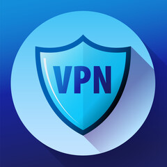 VPN shield icon vector representing Virtual Private Network technology and secure internet connection for online privacy and data protection concepts