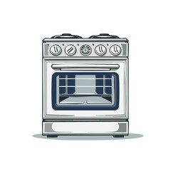 Obraz premium Illustration of a Freestanding Kitchen Oven Range Appliance for Cooking and Baking Foods