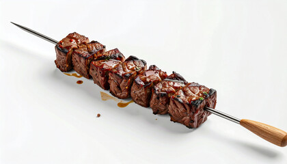 Grilled Beef Skewer Isolated on white Background