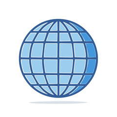 Stylized Blue Globe Illustration with Grid Lines for Global Connectivity, Communication and Exploration Concept