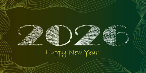 Green leaf Photo happy new year2026 logo design concept illustration for organic natural ecology environment symbol and plant icon. new year card background. 