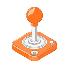 Orange Isometric Joystick Controller for Retro Gaming or Arcade Games vector illustration