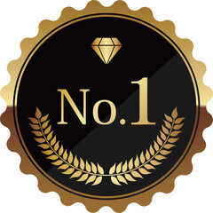 Fototapeta premium 高級感のあるNo.1のエンブレム ブラック＆ゴールド