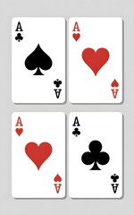 Four aces playing cards in suit arrangement