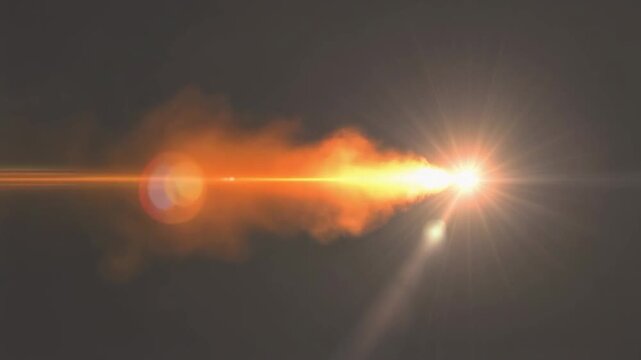 Minimalist Orange Optical Lens Flare with Focused Light Beam.