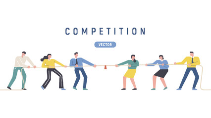 People are engaged in a tug-of-war competition against each other.