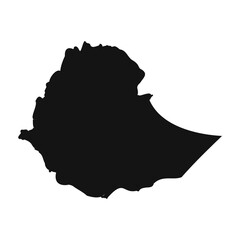 Black and White Ethiopia Simple Map
