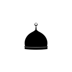 Silhouette of a mosque dome with crescent on transparent background