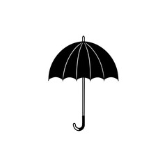 Illustration of a closed black umbrella icon on transparent background silhouette