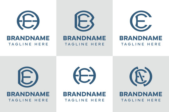 Letters EA EB EC ED EH EN Monogram Logo Set, for AE BE CE DE HE NE initials