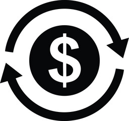 Obraz premium silhouette icon of Financial money exchange with dollar sign and circular arrows for refund or return