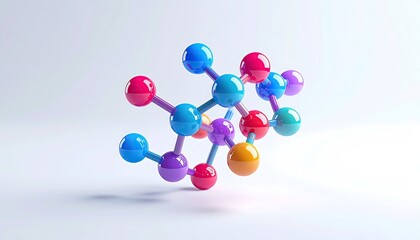 3D-rendered molecular structure with colorful spheres and connecting rods