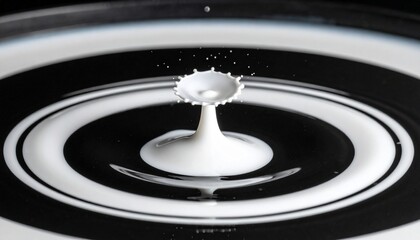 High-Speed Photography of a White Milk Crown Splash in Deep Black Ink