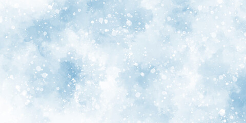 Fototapeta premium Abstract blue sky watercolor background. light blue bokeh glitter background on blurred texture. watercolor stain with hand paint pattern on blue splash with canvas. beautiful blue sky with cloud.