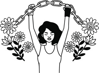 Woman embracing liberation illustration