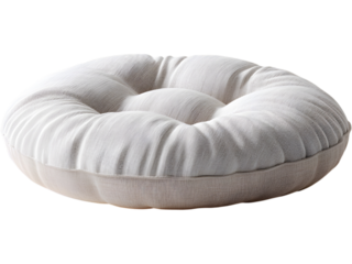 Soft round pet bed isolated on transparent background. Cozy resting place for dogs or cats, ideal for pet care and comfort visuals.