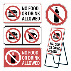 No food or drink allowed sign, No Food and Drink Prohibition Sign