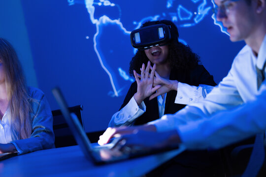 Engaging students explore virtual reality technology in a modern classroom setting - Powered by Adobe