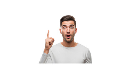 Man has a great idea points up