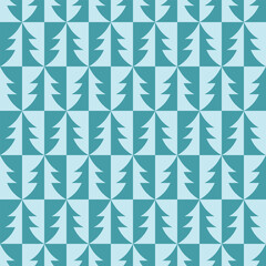 Vector geometric pattern with turquoise and light blue Christmas trees