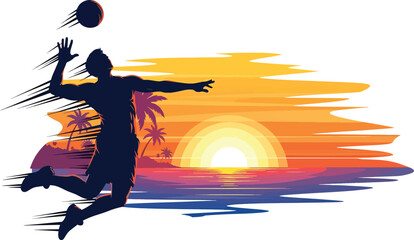 Basketball Player Sunset Action Illustration – Dynamic Slam Dunk Silhouette, Outdoor Sports Energy Scene, Modern Athletic Vector Art