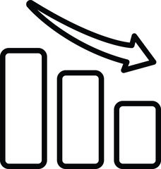 Bar chart icon with downward arrow