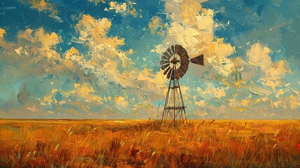 Cinematic Countryside Image Featuring a Rustic Windmill and Harvest Season