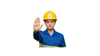 Construction worker signaling halt