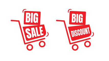 Big Discount Label and big discount in Red color, Free Sales Banner in vector Format