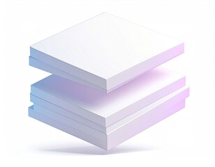 Isometric stack of white rectangular blocks with subtle blue/purple gradient