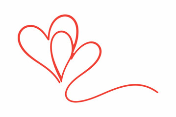 Minimal Red Heart Line Art Love Illustration