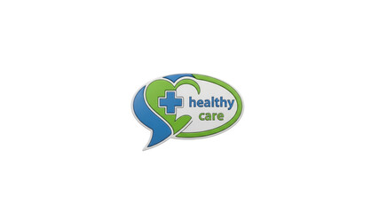 Healthy care medical logo in a speech bubble